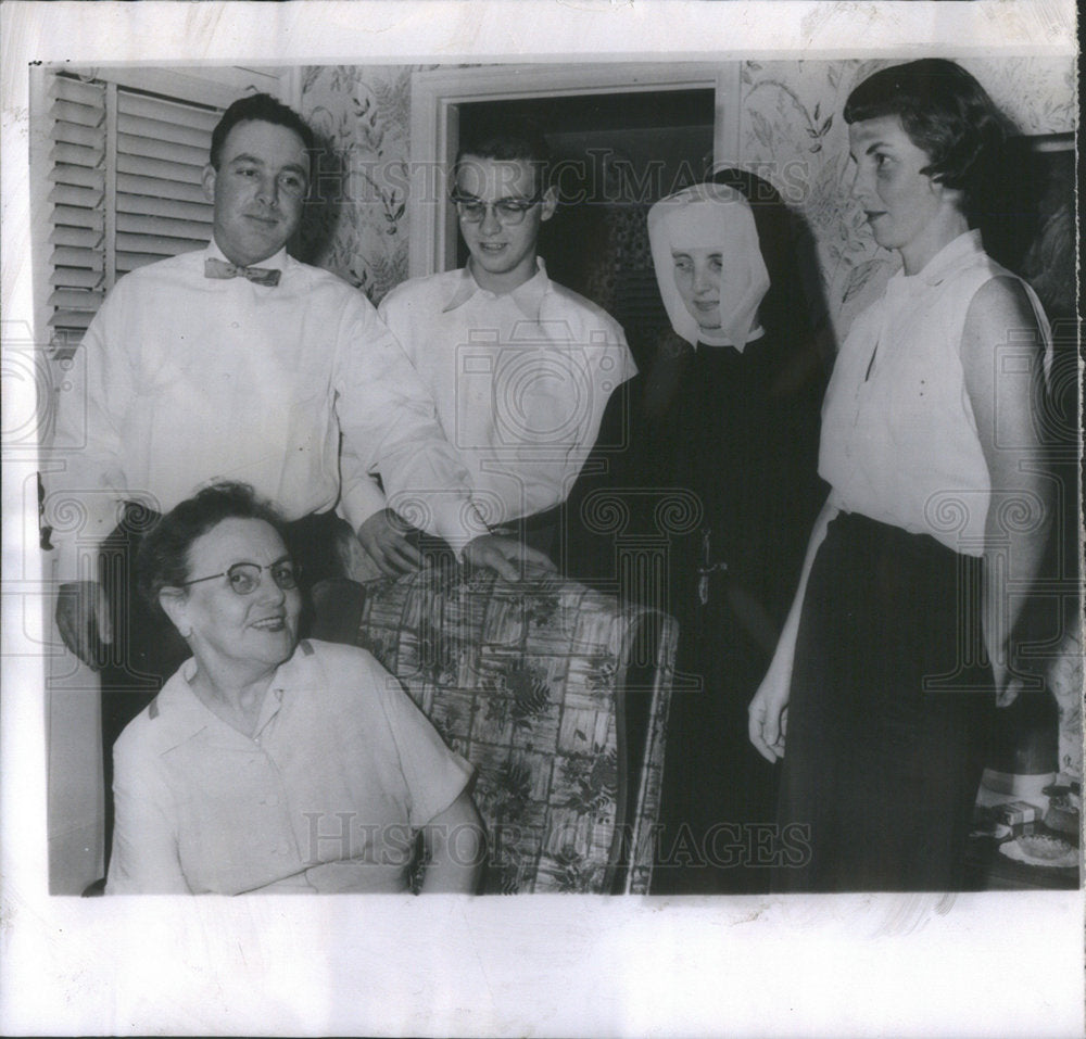 1960 Mrs. Frances Leehan "National Catholic Mother," & With Family-Historic Images