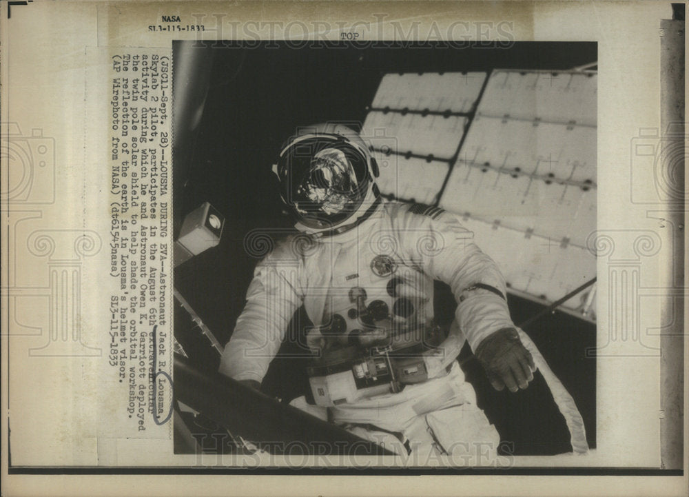 Astronaut Jack Lousma Skylab 2 pilot Owen Garriott earth helmet-Historic Images