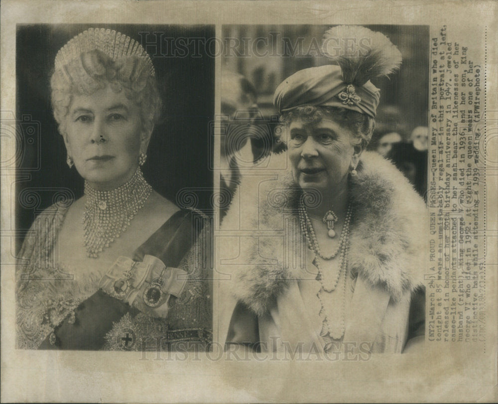 1939 Queen Mary Britain Jewel Died Birthday Wear King George Bear-Historic Images