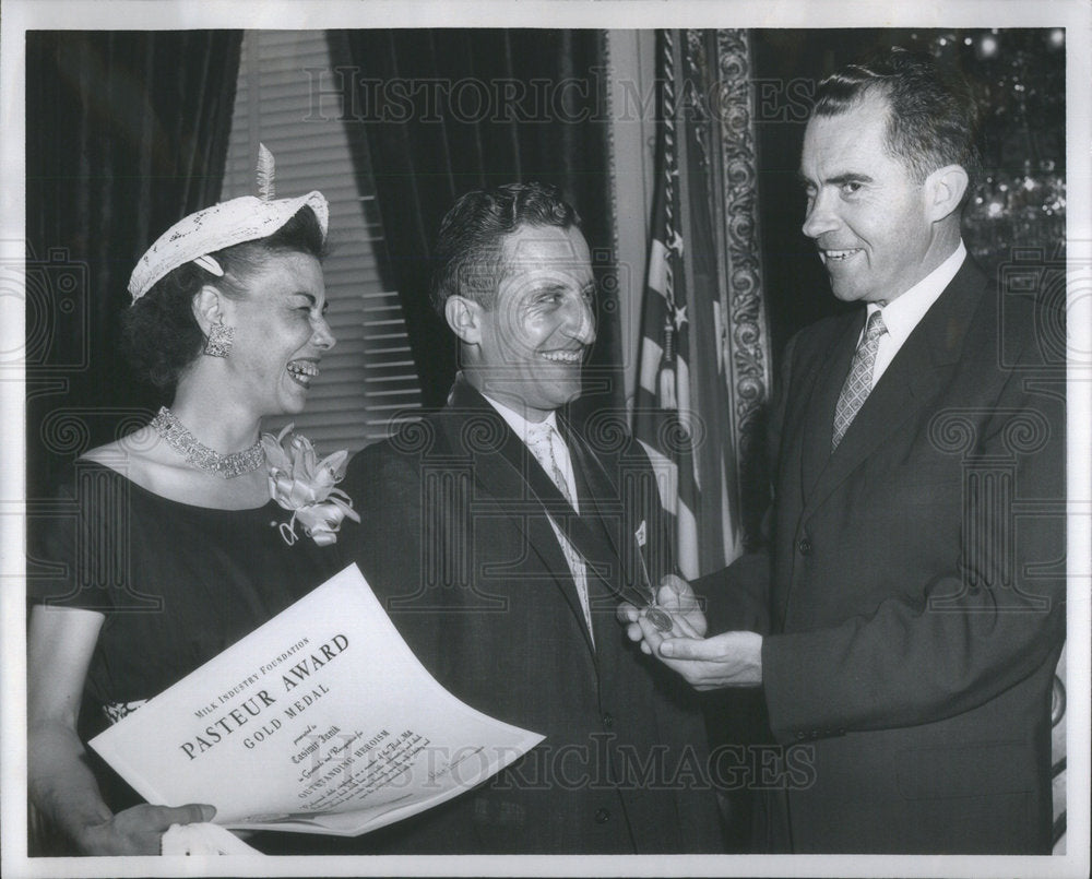 1959 Vice President Richard Nixon Drapes Ribbon Pasteur Gold Medal-Historic Images