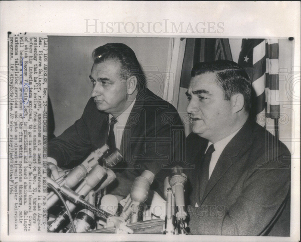 1964 Senator Pierre Salinger Los Angeles Eugene Klein Conference-Historic Images