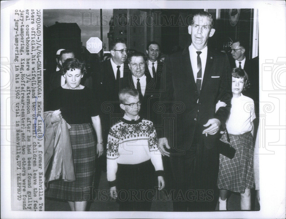 1964 Press Photo EWING KING NASHVILLE TEAMSTERS OFFICIAL GUILTY JURY TAMPERING - Historic Images