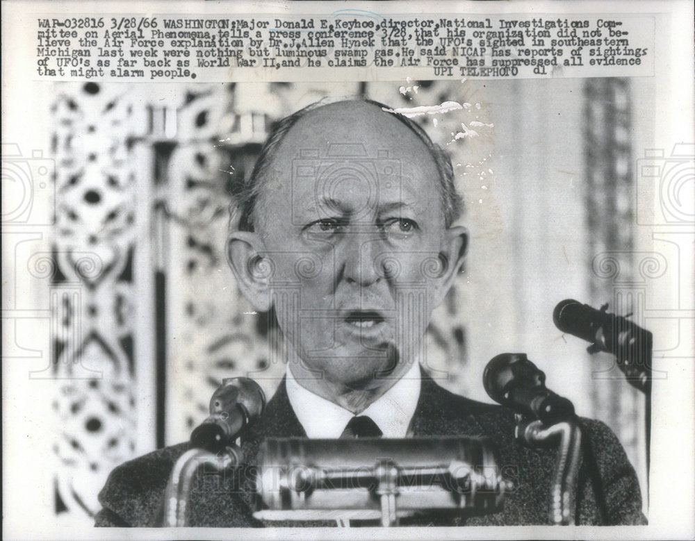 1966 Major Donald Keyhce Director national Investigation Committee-Historic Images