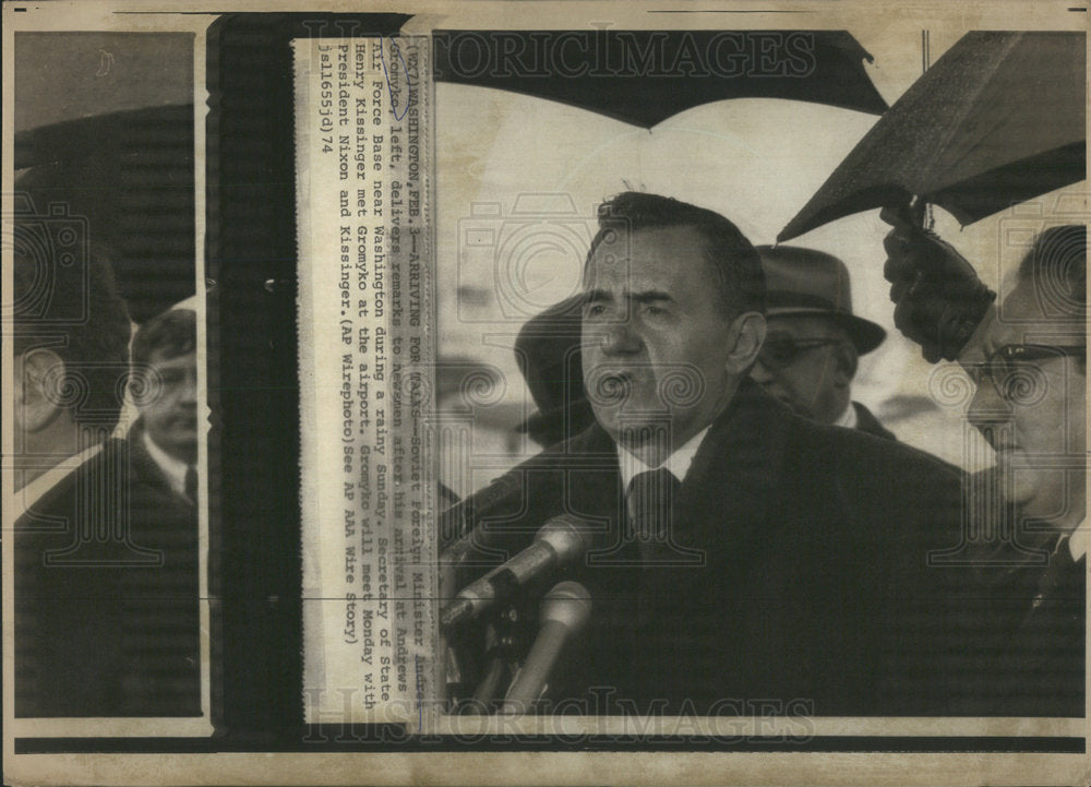 1974 Soviet Foreign Minister Andrai Gromyko Washington Andrews-Historic Images