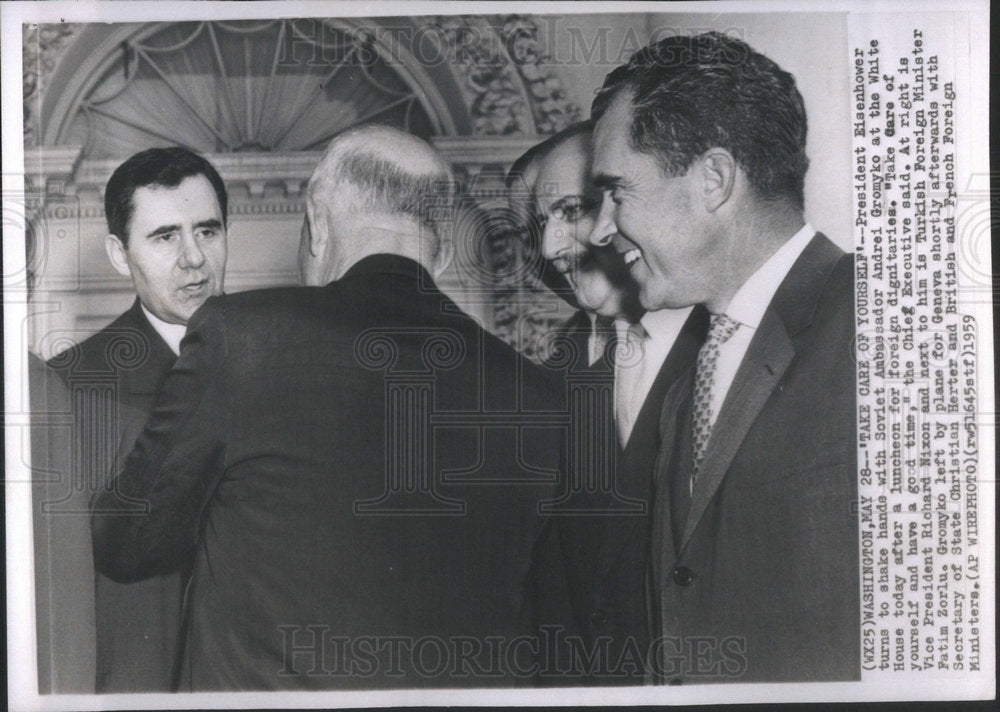 1959  President Eisenhower Soviet Ambassador Andrei Gromyko White-Historic Images