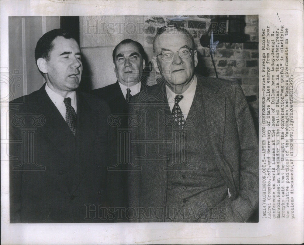 1957 Soviet Foreign Minister Andrei Gromyko Dulles George Garubin-Historic Images