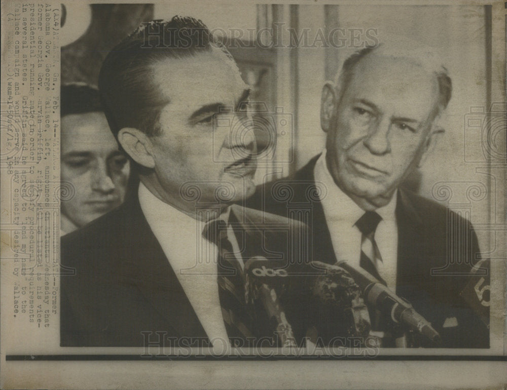 1968 Alabama Gov. George Wallace announces running for president-Historic Images