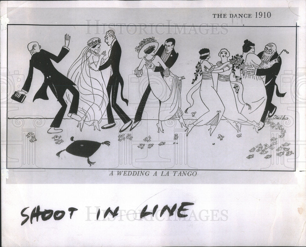 1956 Press Photo Tango Wedding John Held satirical cartoon zany drawing Book - Historic Images