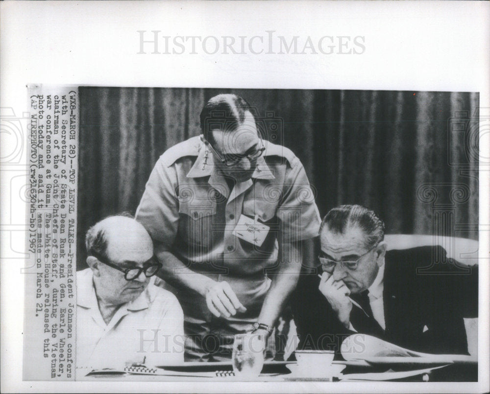 1967 President Johnson Confer Secretary State Dean Rusk General-Historic Images