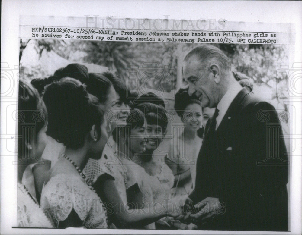 1966 Malacanang Palace President Johnson Philippine girls session-Historic Images