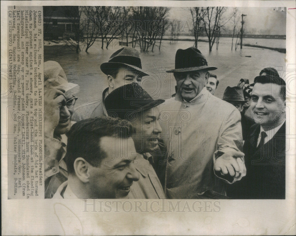 1965 Lyndon Baines Johnson Flood Mississippi River St. Paul.-Historic Images