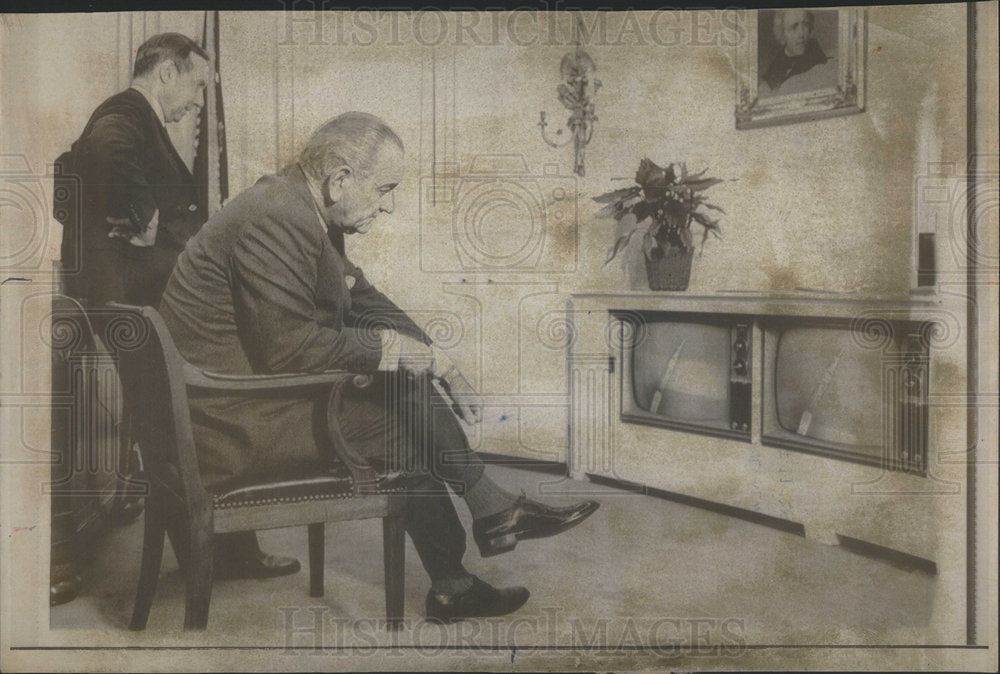 1968 President Johnson with French Foreign Minister Michel Debre-Historic Images