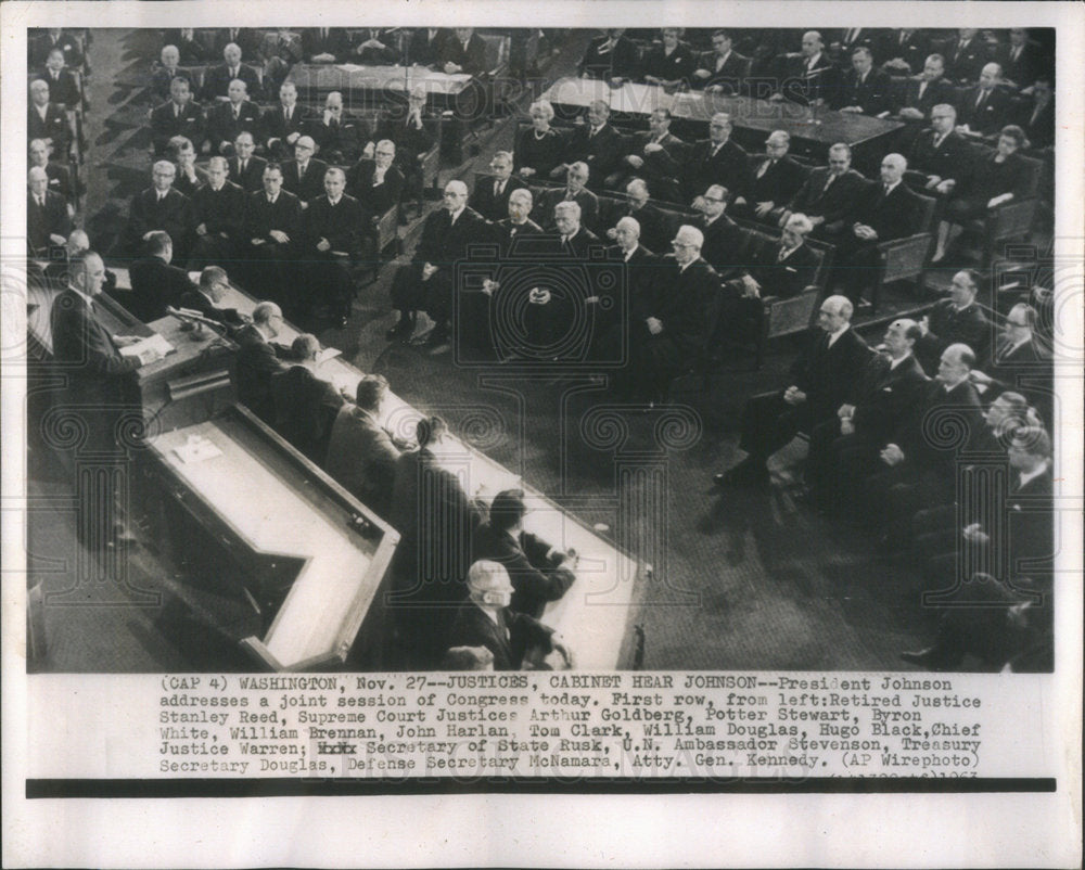 1963 Johnson Addresses Session Of Congress Brennan Harlan Clark Hugo-Historic Images