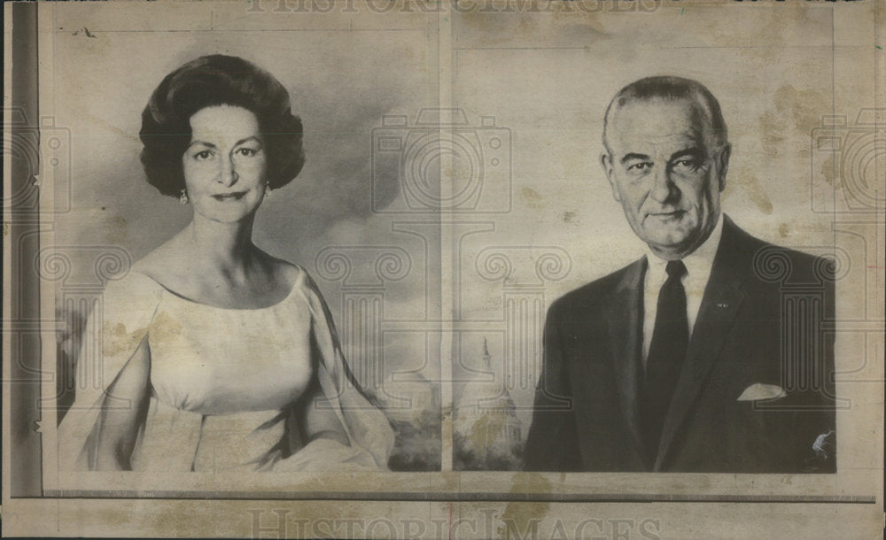 1969 United States President Lyndon B. Johnson & Wife Portrait-Historic Images