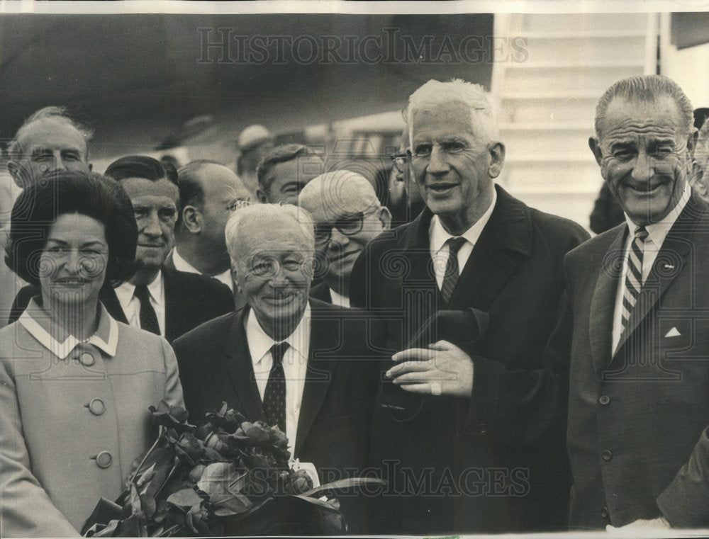 1966 Welcoming Party At O'Hare Airport To President Johnson And Wife-Historic Images