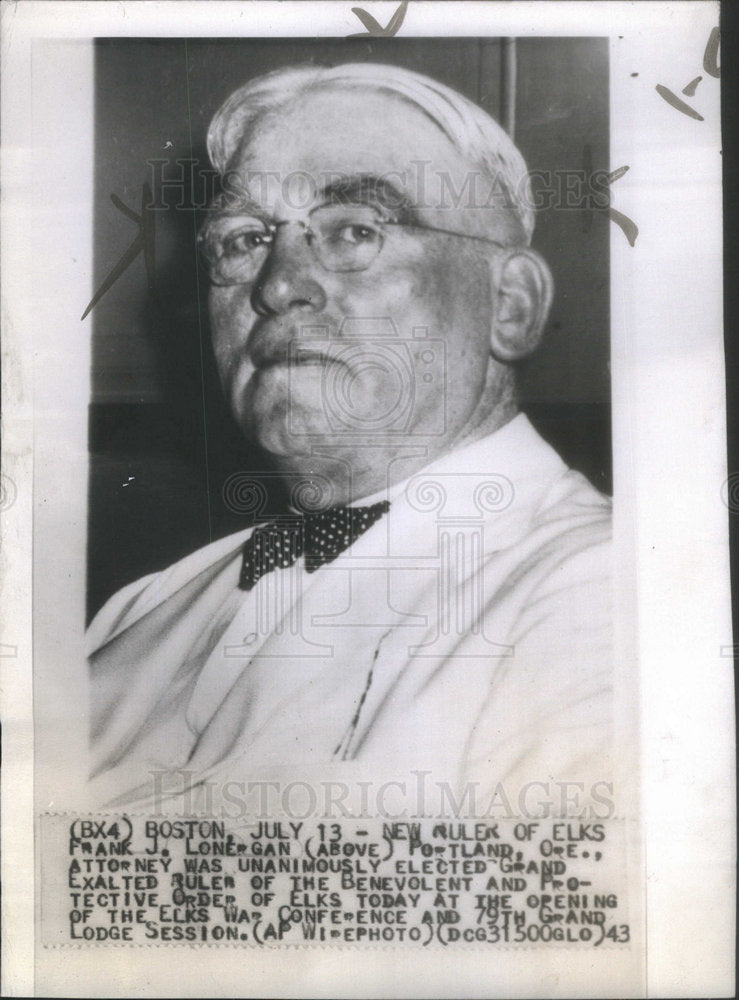 1943 Frank J. Lonergan Benevolent Protective Order of Elks Ruler-Historic Images