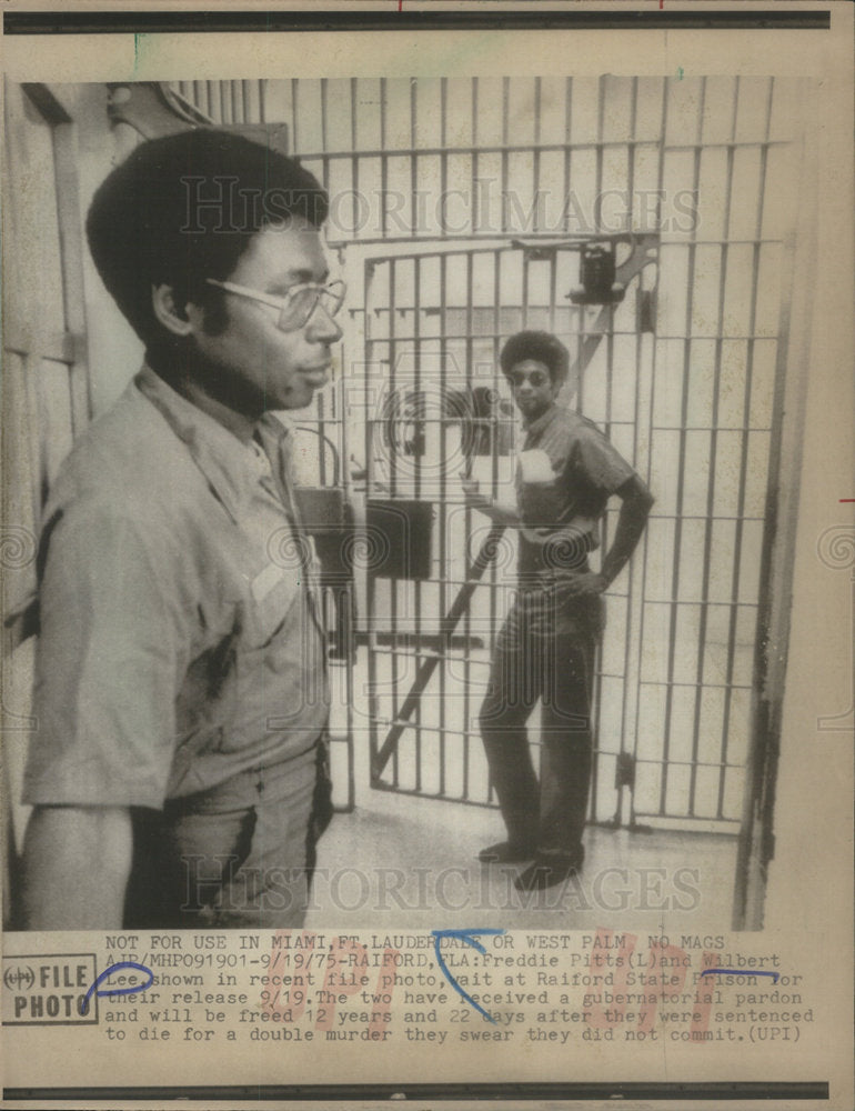 1975 Freddie Pitta Wilbert Lee File Raiford State Prison Murder-Historic Images