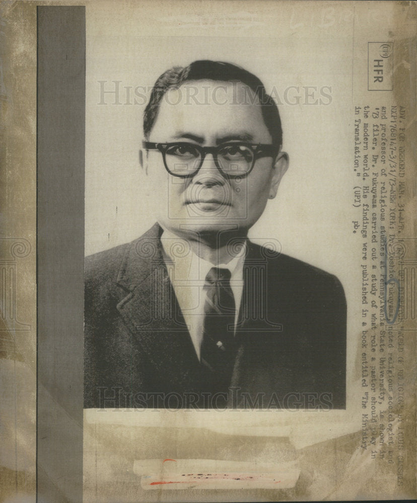 1973 Dr.Yoshio Fukuyama , a Theologian.-Historic Images