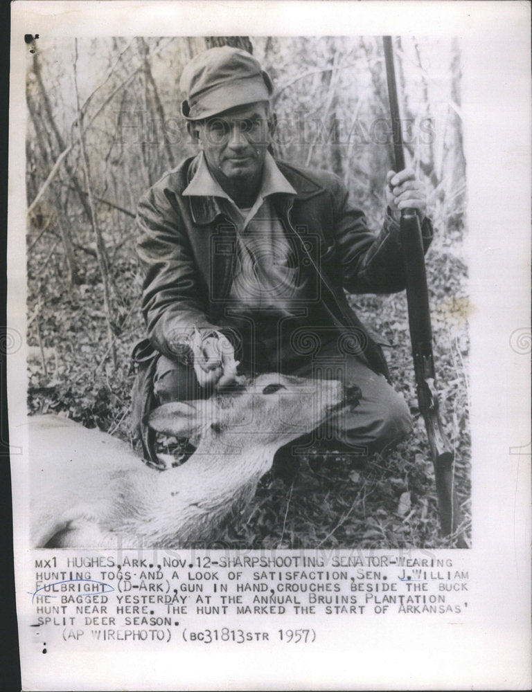 1957 Wearing hunting togas Sen William Fulbright Arkansas Bruins - Historic Images