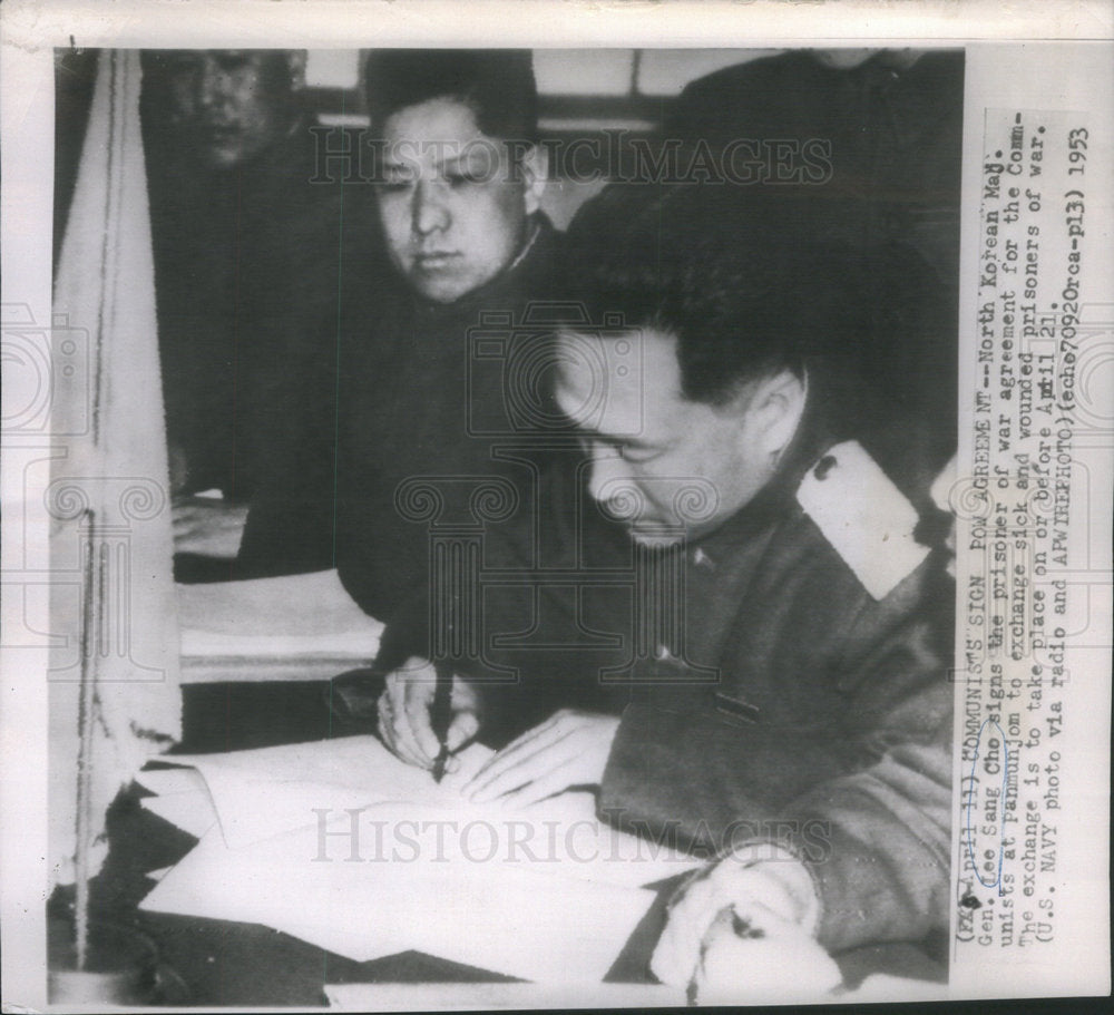 1953 North Korean Maj. Gen. Lee Sang Cho prisoner war agreement-Historic Images