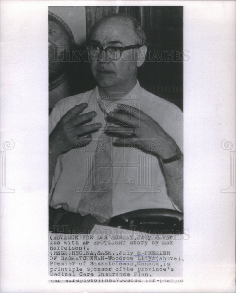 1962 Press Photo Woodrow Lloyd, Premier of Saskatchewan, Canada - Historic Images