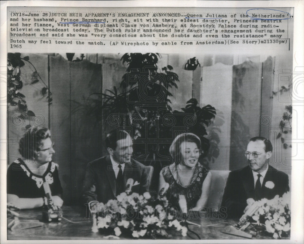 1965 Netherlands Qn &amp; Prince Tell Public Prnss Beatrix 2 Wed German-Historic Images