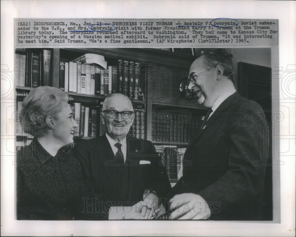 1965 President Harry S. Truman &amp; Anatoley Debrynin - Historic Images