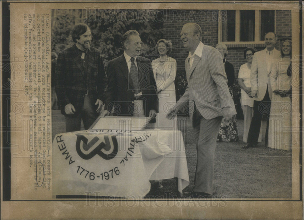 1975 President Ford Vail Mayor John Dobson Robert Parker wife-Historic Images