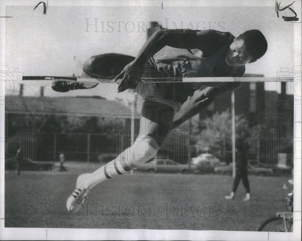 1975 Lane Earther Dodson high jump competition Public League State-Historic Images