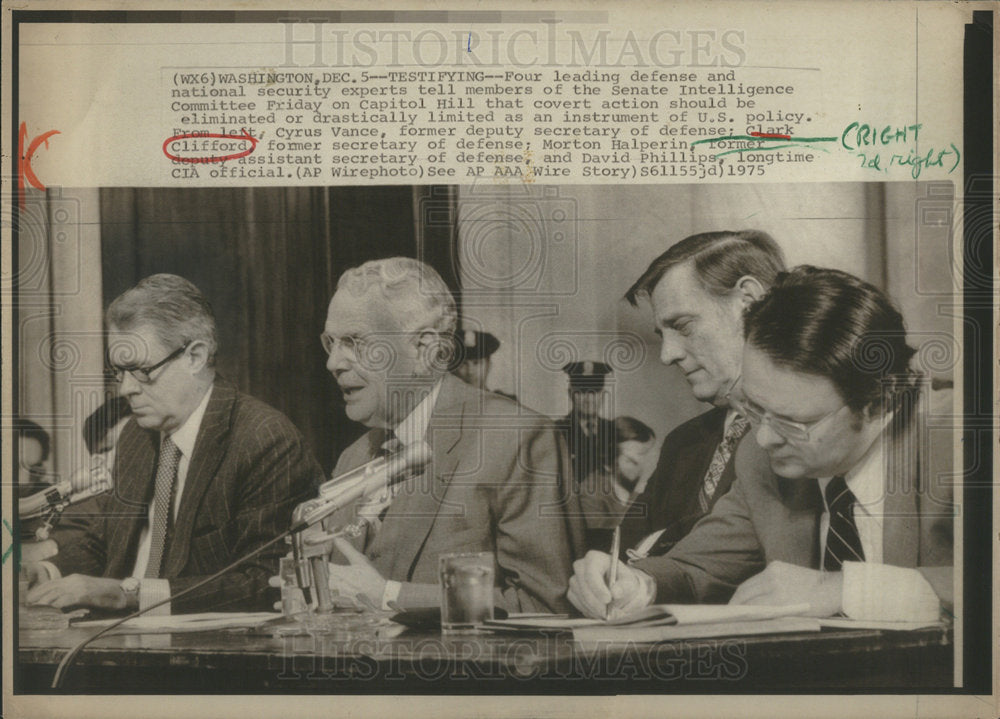 1975 Defense national security experts Senate Intelligence Committee-Historic Images