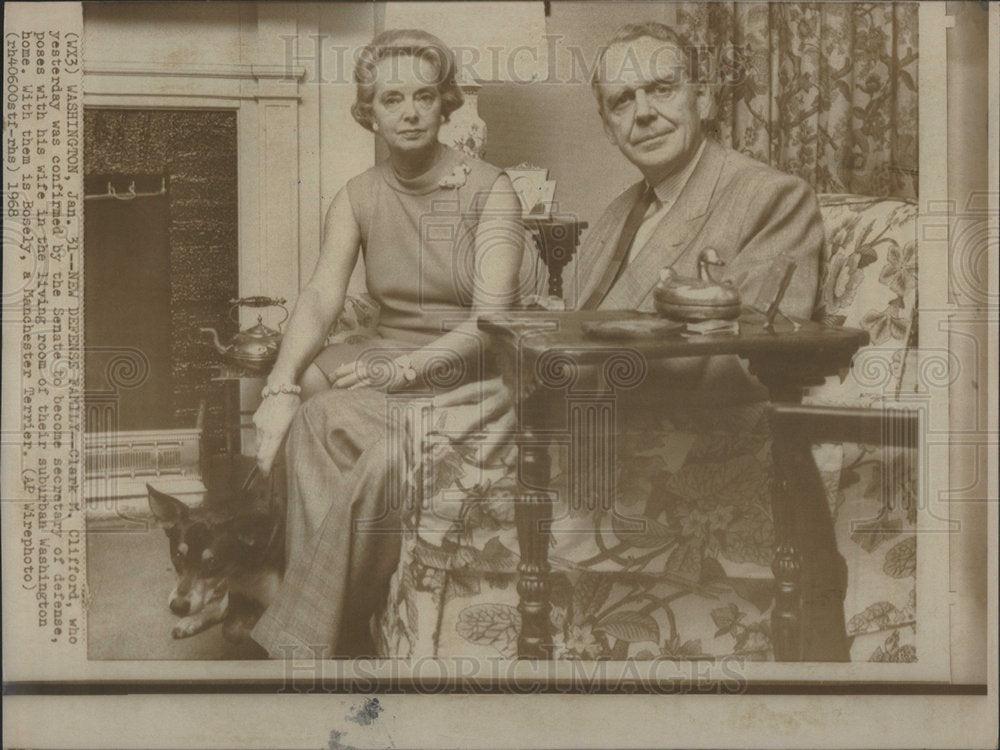 1968 Press Photo Clark M. Clifford United States Secretary of Defense & Wife - Historic Images