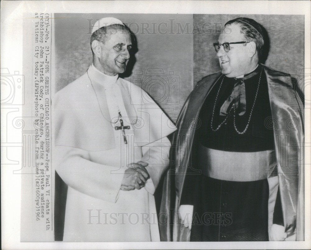 1966 Pope Paul VI & John Patrick Cody-Historic Images
