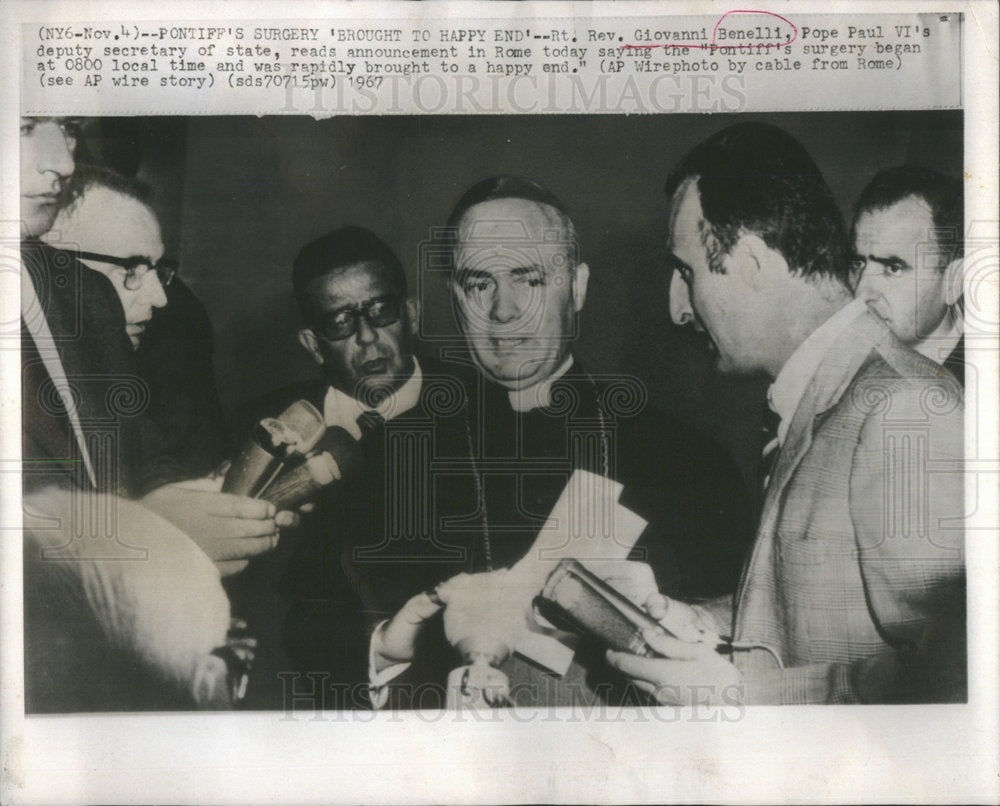 1967 Reverend Giovanni Benelli Pope John Paul Deputy Secretary State - Historic Images