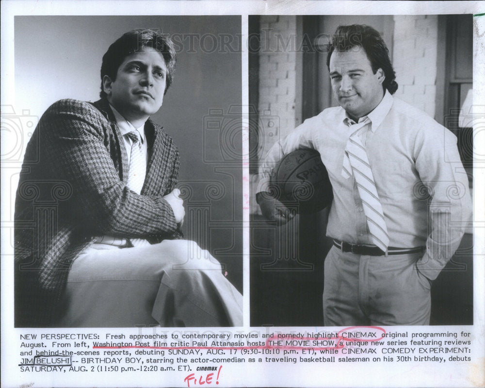 1990 Press Photo Film Critic Paul Attanasio Host Highlight Cinemax Jim Belushi - Historic Images