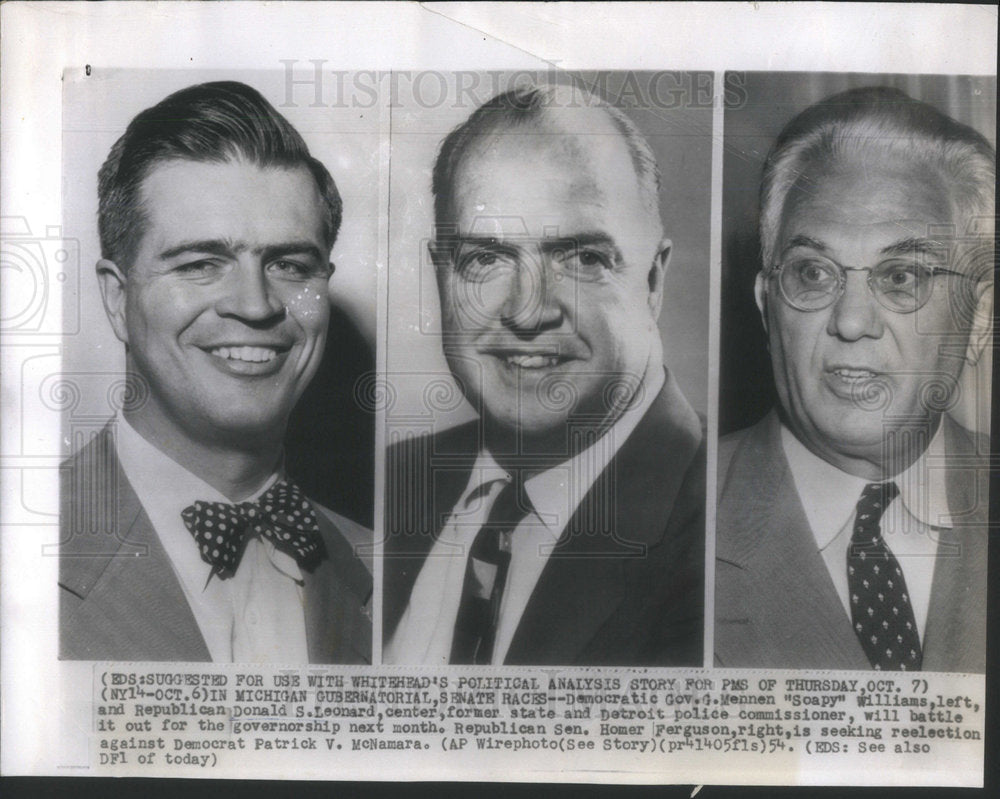 1954 Michigan gubernatorial senator race canidates.-Historic Images