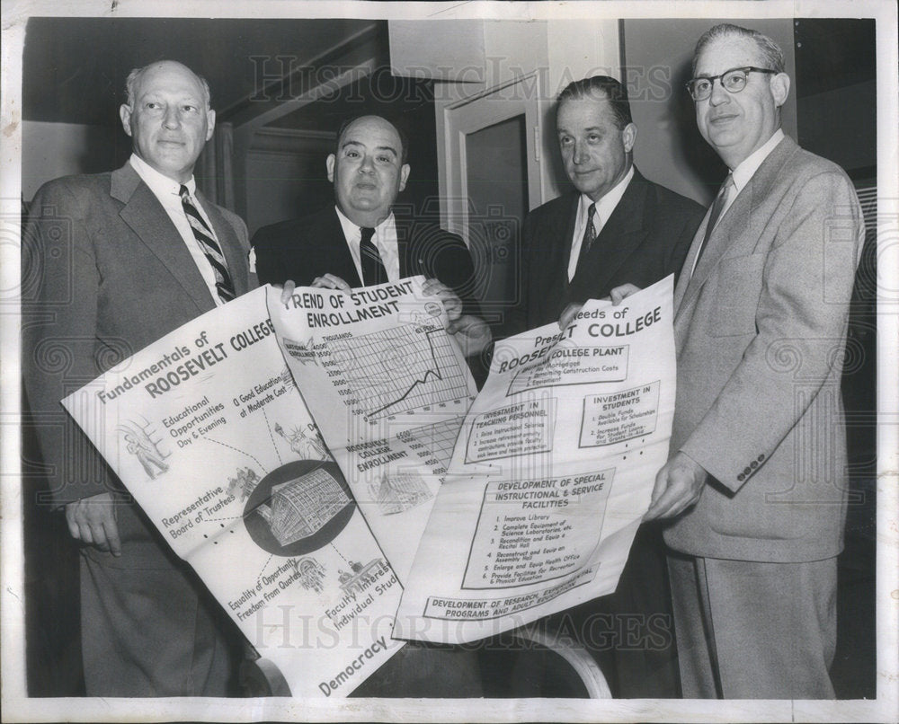 1953 Press Photo Hamilton Loeb/Roosevelt College/Max Schrayer/College President - Historic Images