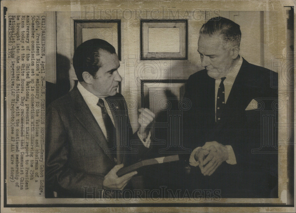 1971 Henry Cabot Lodge/President Nixon/United Nations/Communism-Historic Images