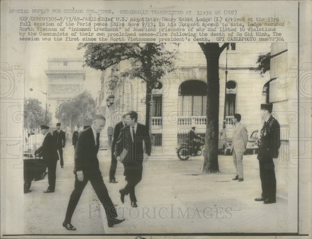 1969 Chief US Negotiator Henry Cabot Lodge Arrive Full Session Pairs-Historic Images
