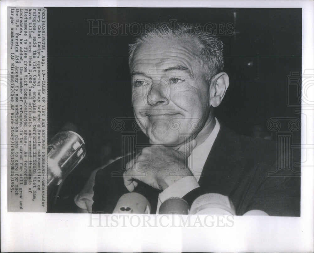 1965  Ambassador Henry Cabot Lodge senate subcommittee refugee talk-Historic Images