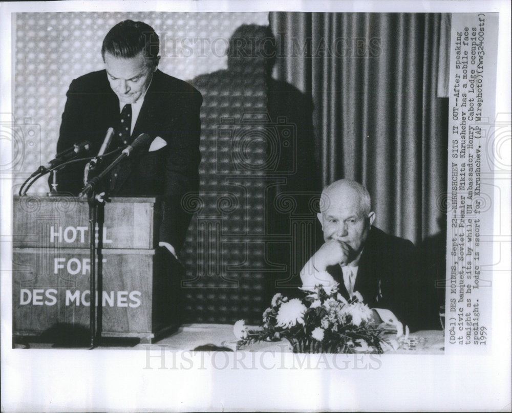 1959 Soviet Premier Nikita Khrushchev Ambassador Henry Cabot Lodge-Historic Images