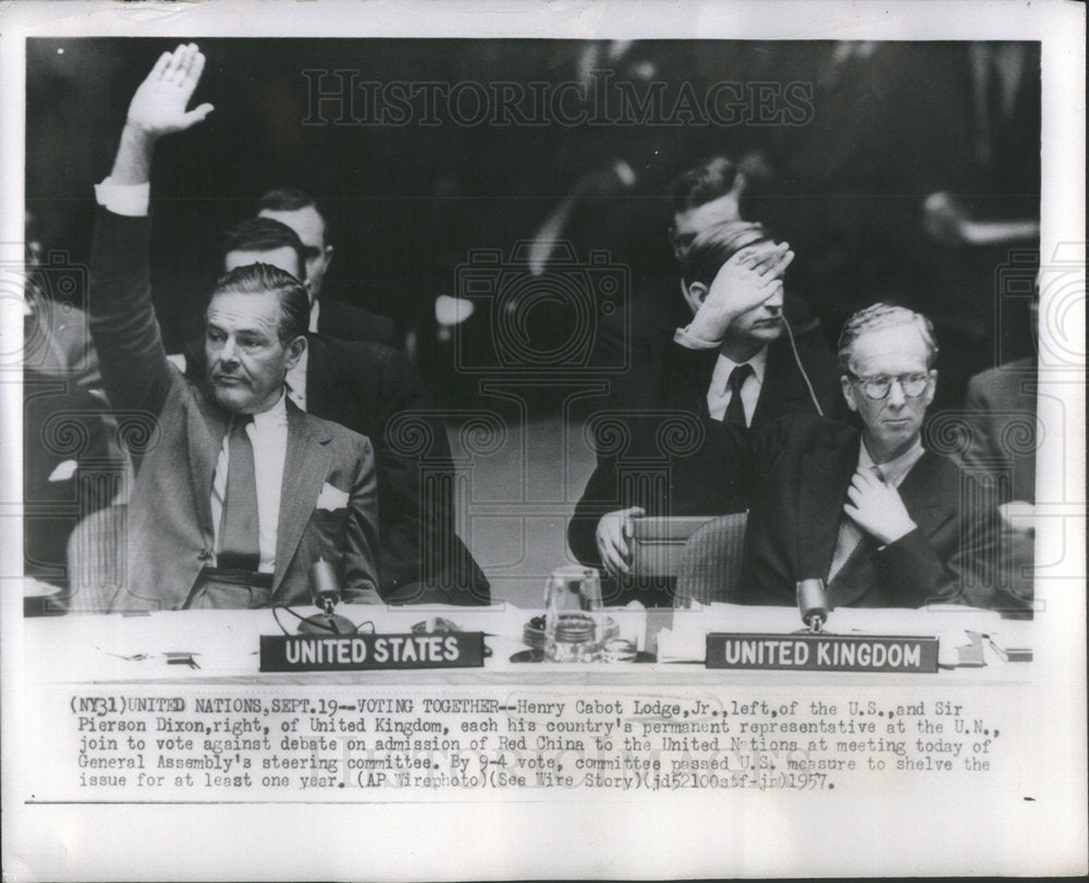 1957 Henry Cabot Lodge, Jr United Nations UN Ambassador-Historic Images