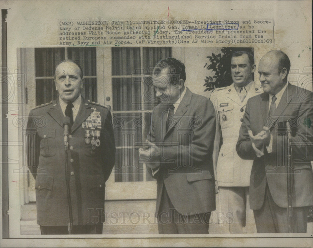 1969 Press Photo General Lyman Lemintzer President Nixon Melvin Laird White - Historic Images