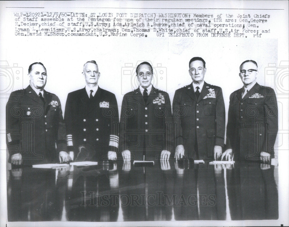 1960 Pentagon Decker Army Gerge Arleigh Burke David Commandant Lyman-Historic Images