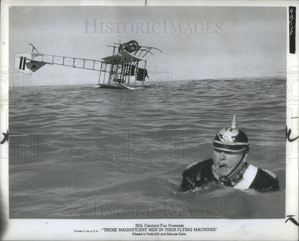 1965 Gert Frobe German London Paris English channel plane negotiate-Historic Images