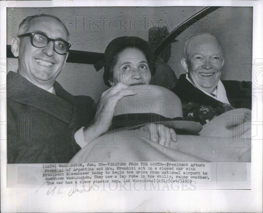 1959 President Arturo Frondizi and wife with President Eisenhower-Historic Images