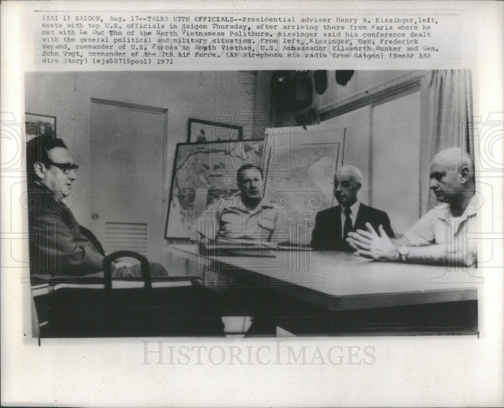 1972 Henry Kissinger with Top US officials in Saigon - Historic Images