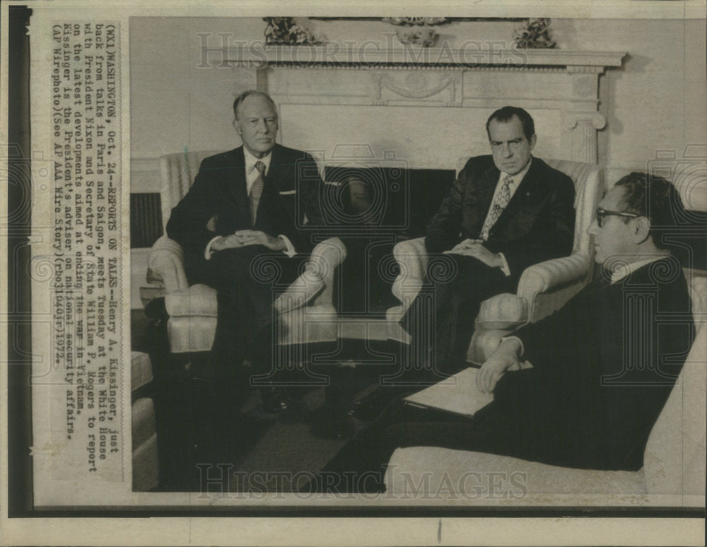 1972 Henry Kissinger Talk Paris Saigon Meet Tuesday White House-Historic Images