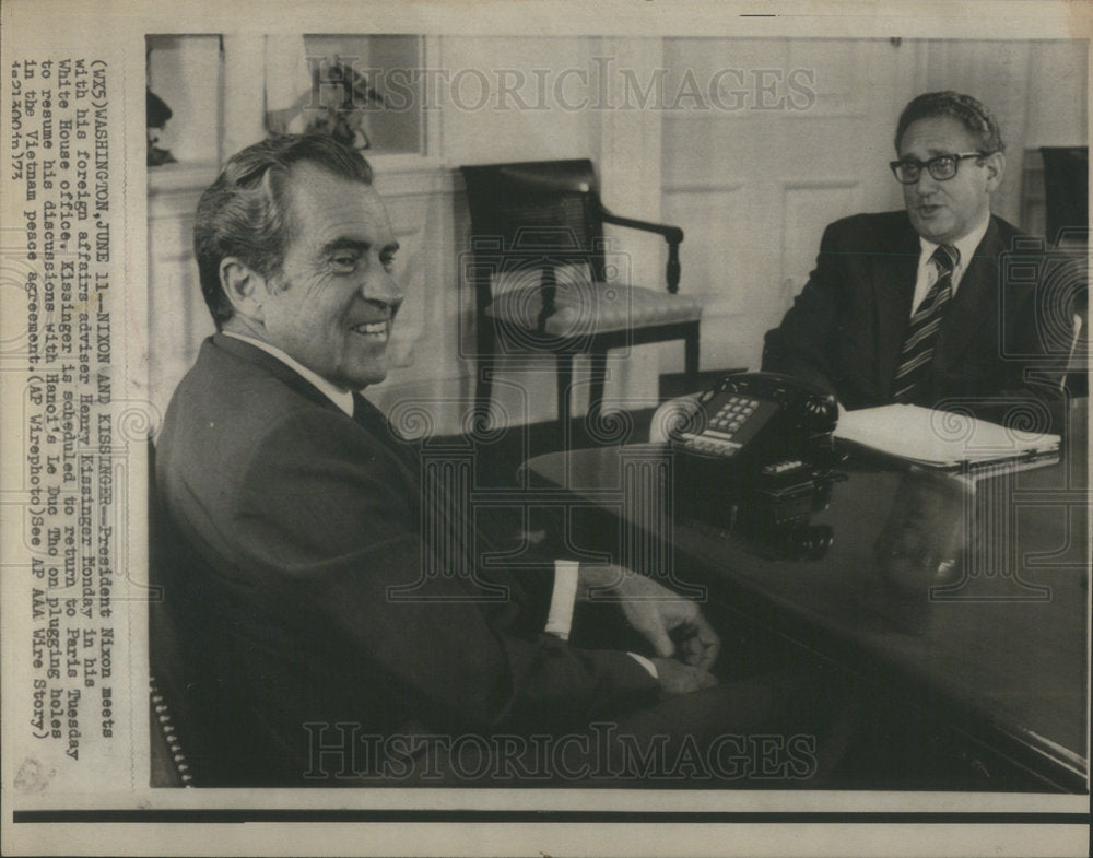 1973 President Nixon Meet Foreign Affair Adviser Henry Kissinger-Historic Images