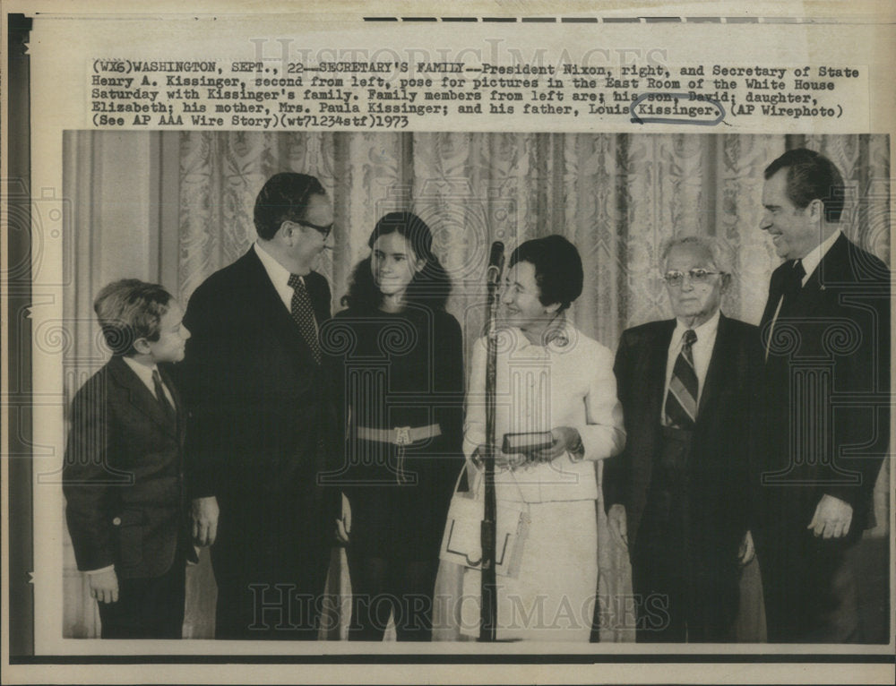 1973 Press Photo Secretary State Henry Kissinger Family Richard Nixon - Historic Images