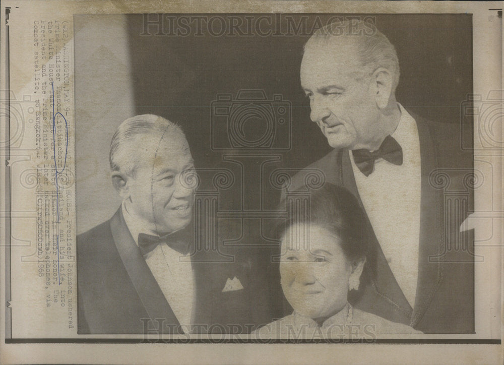 1968 Johnson Ushered Kittiirachorn Wife Into White House At Dinner-Historic Images